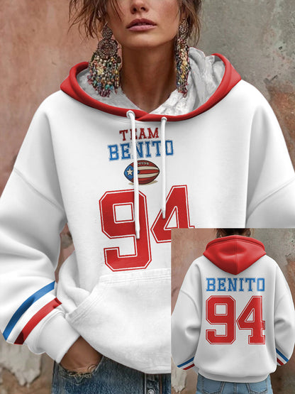 Women's Bunny Football Music Lover Printed Hoodie