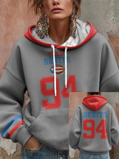 Women's Bunny Football Music Lover Printed Hoodie