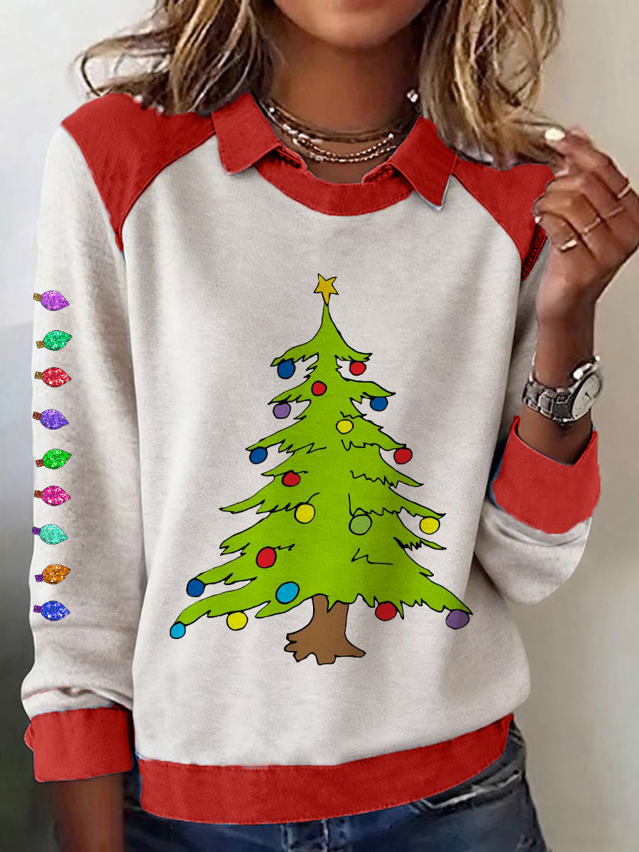 Women's Christmas Tree Print Casual Sweatshirt