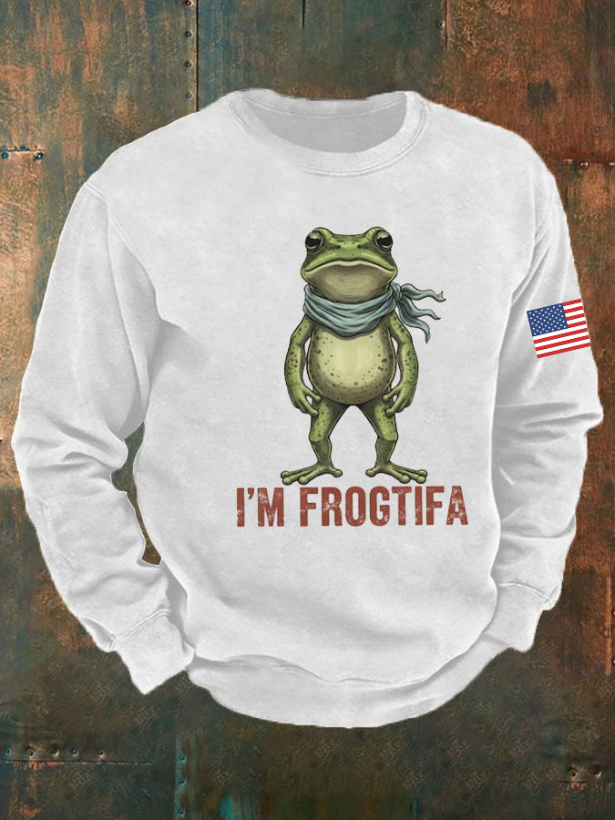 Men's Retro Resist Frog  Crew Neck Sweatshirt