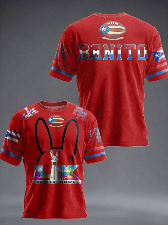 Unisex Bunny Football Music Lover Printed T-shirt