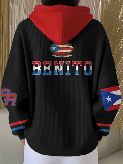 Women's Bunny Football Music Lover Printed Hoodie