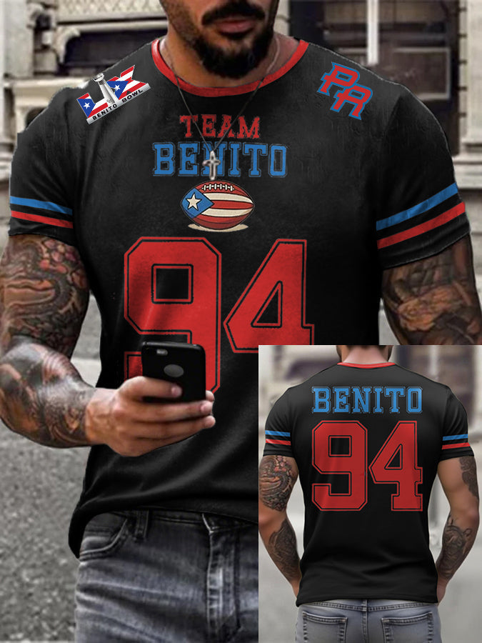 Men's Bunny Football Music Lover Printed T-shirt