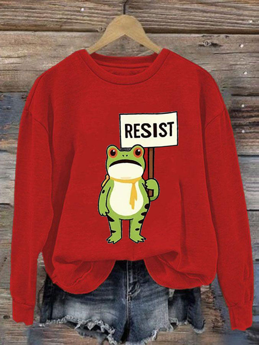 Women's Resist Frog Printed Casual Sweatshirt
