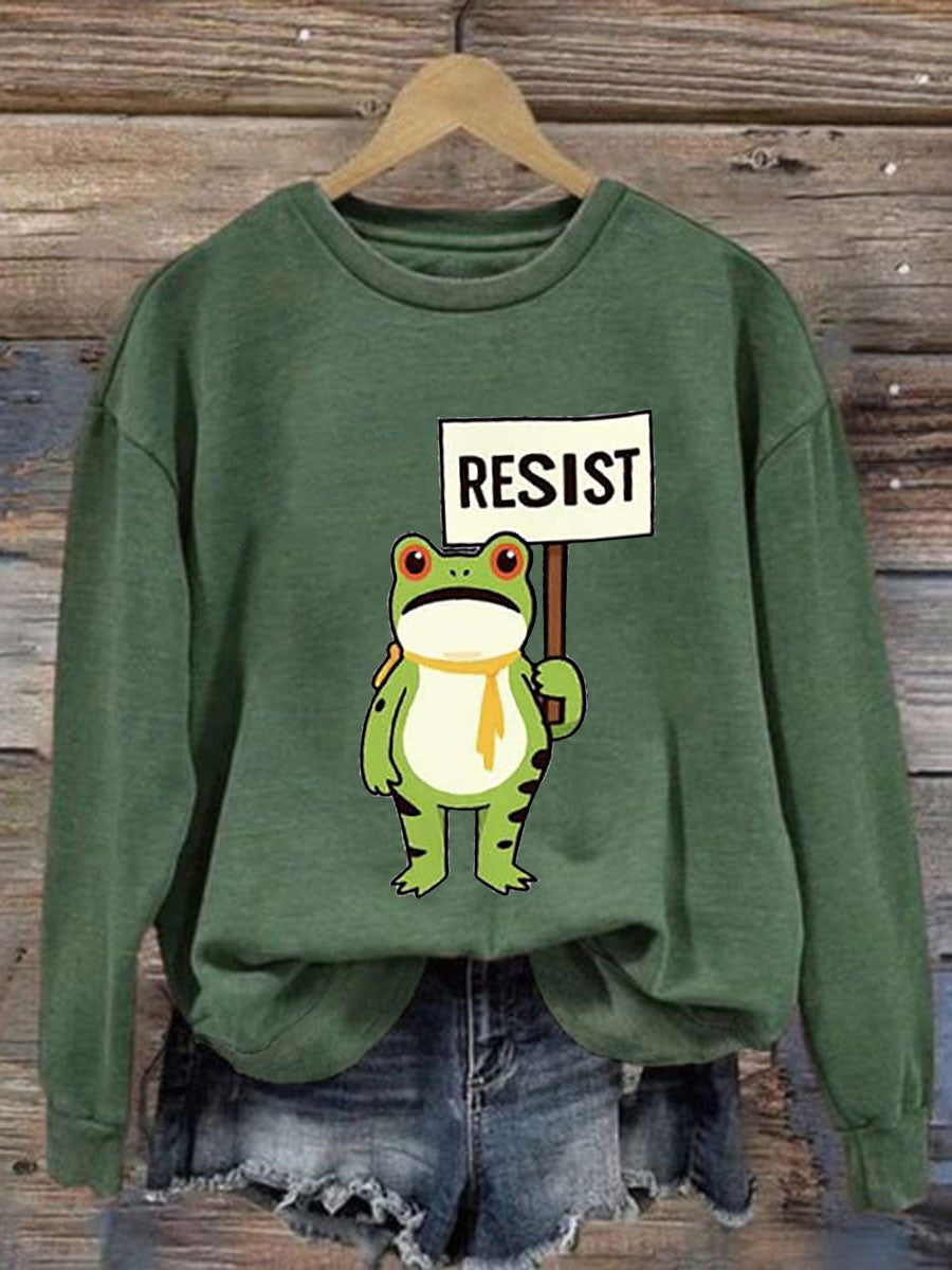Women's Resist Frog Printed Casual Sweatshirt