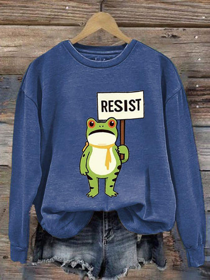 Women's Resist Frog Printed Casual Sweatshirt