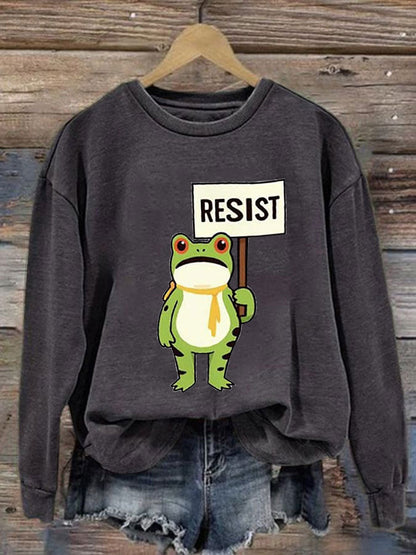 Women's Resist Frog Printed Casual Sweatshirt