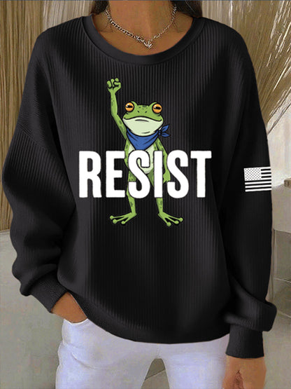 Women's Portland Frog Resist Ribbed Round-Neck Sweatshirt