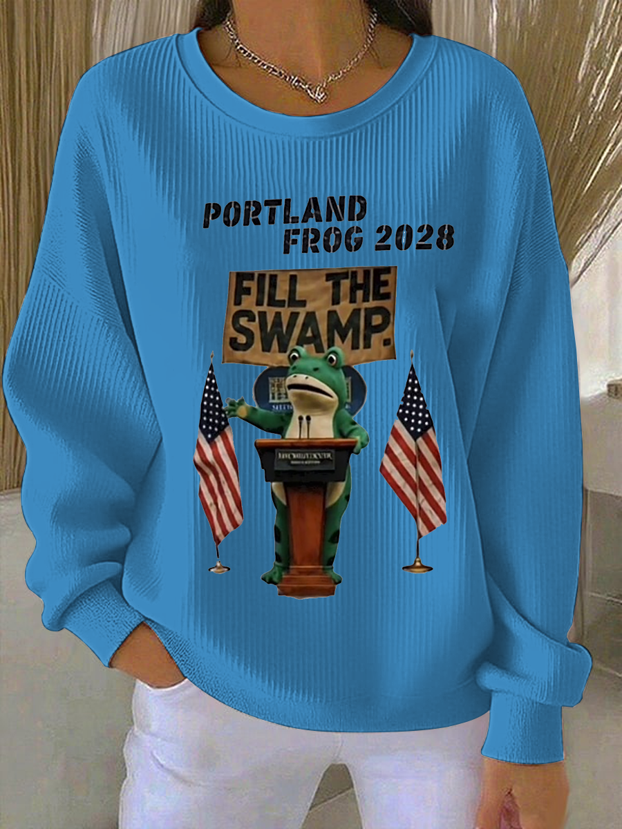 Women's Portland Frog 2028 Ribbed Round-Neck Sweatshirt