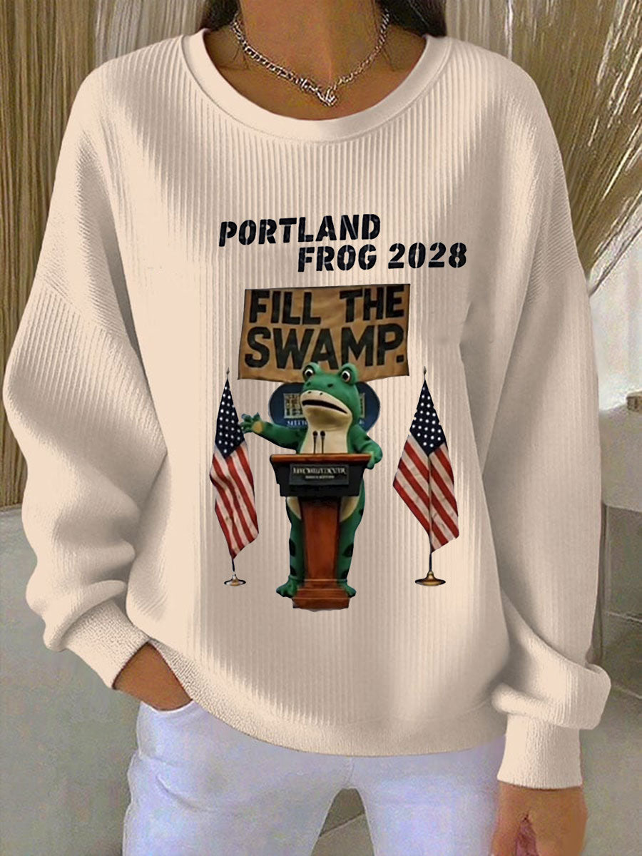 Women's Portland Frog 2028 Ribbed Round-Neck Sweatshirt