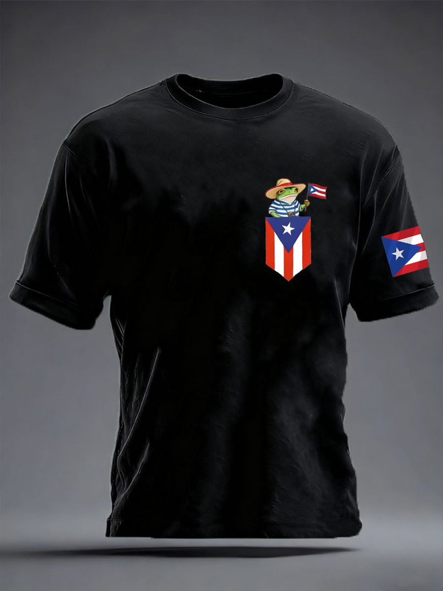Men's Puerto Rican Coqui imitation cotton short-sleeved T-shirt