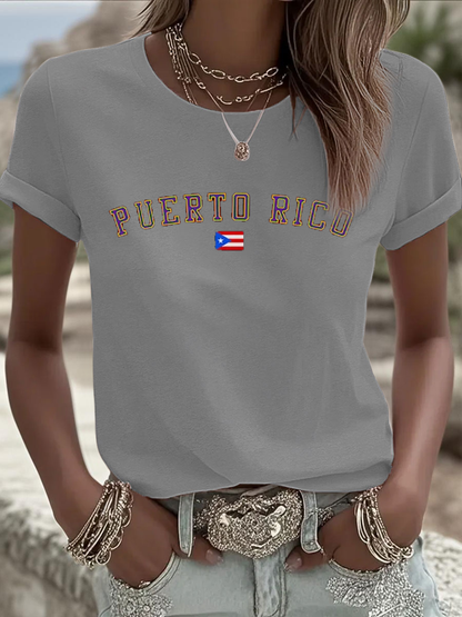 Women's Puerto Rico Iron On Short Sleeve T-Shirt