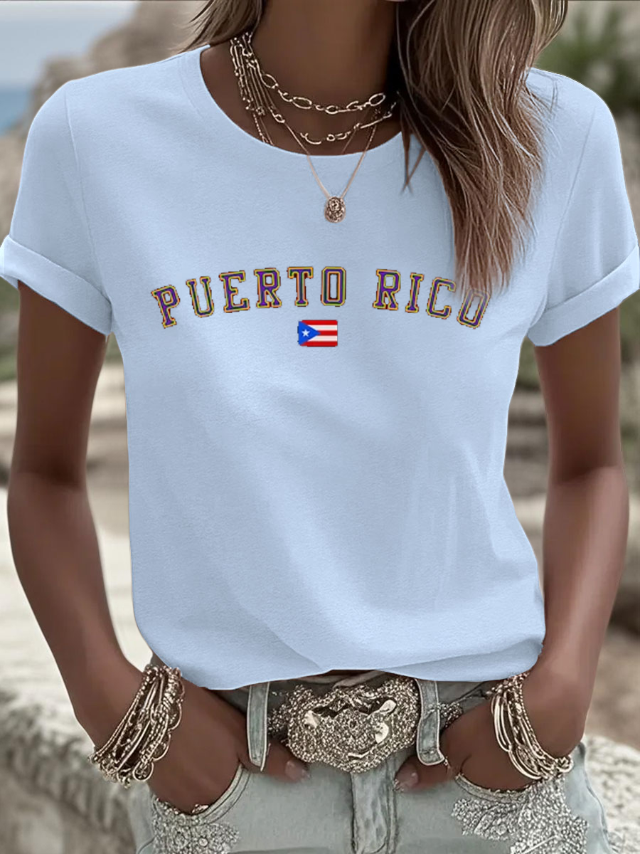 Women's Puerto Rico Iron On Short Sleeve T-Shirt