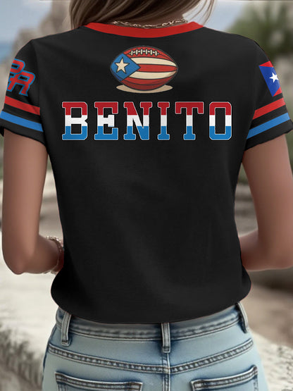 Women's Bunny Football Music Lover Printed T-shirt