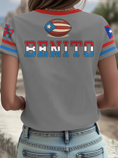 Women's Bunny Football Music Lover Printed T-shirt