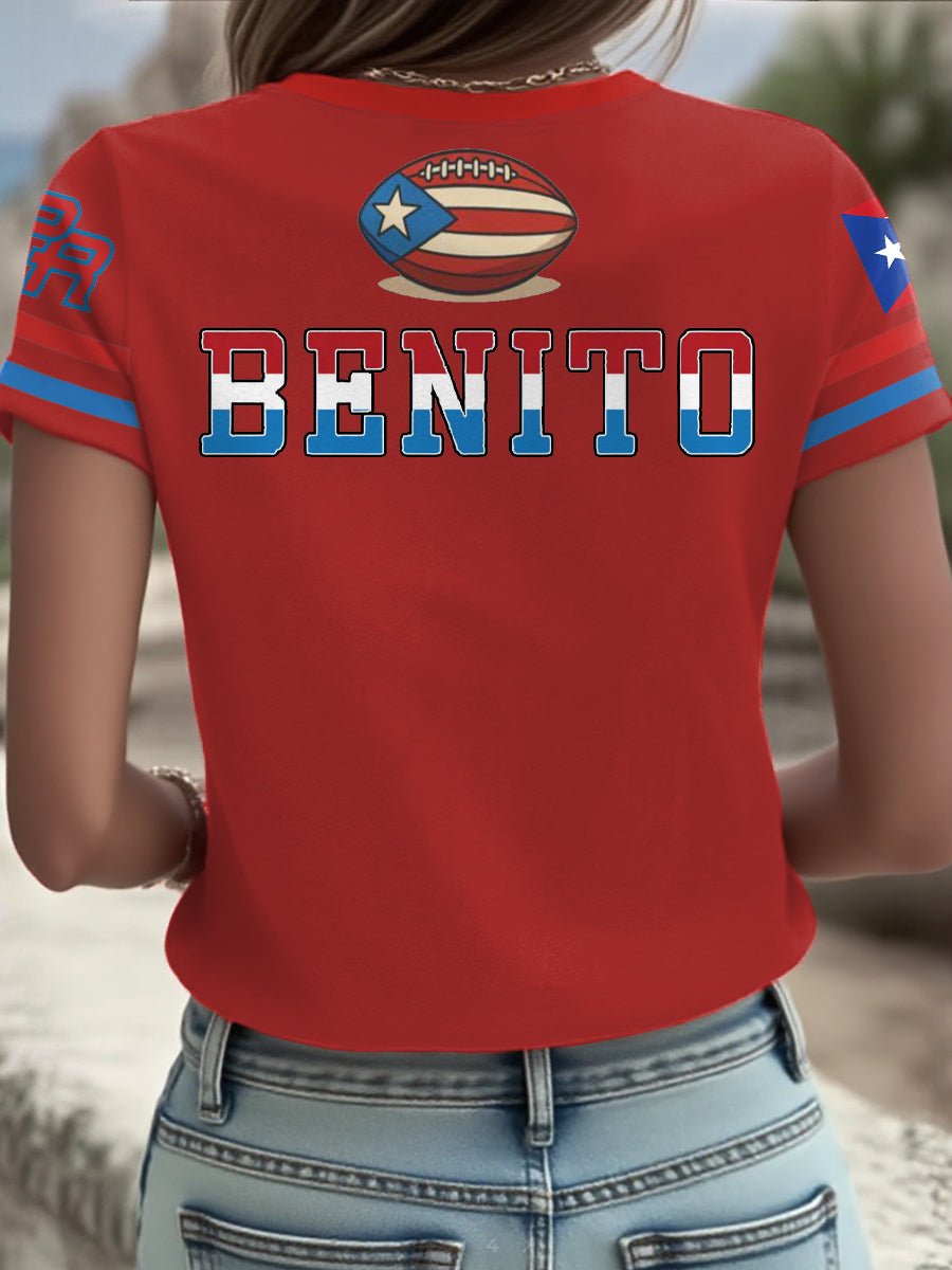 Women's Bunny Football Music Lover Printed T-shirt