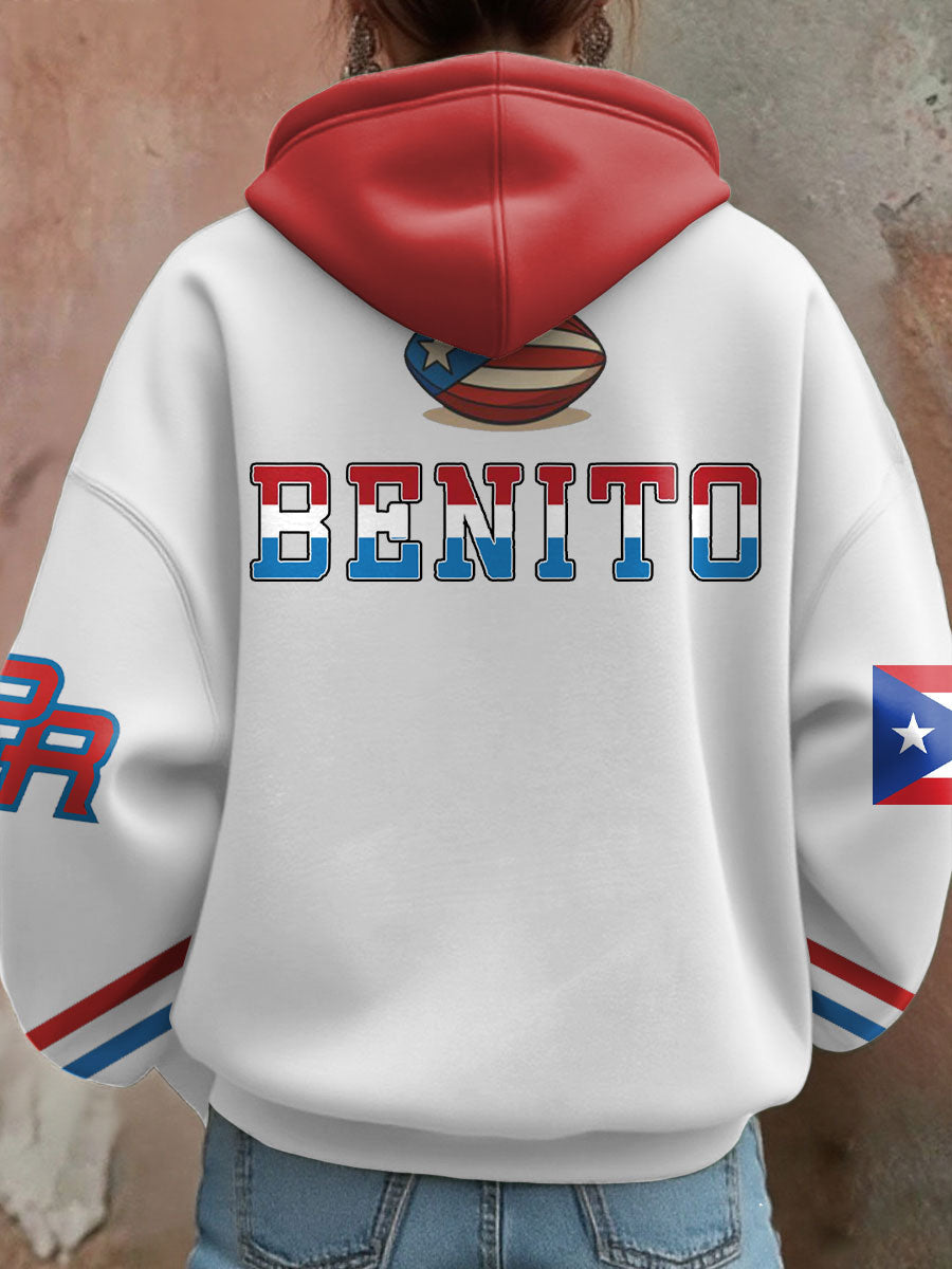 Women's Bunny Football Music Lover Printed Hoodie