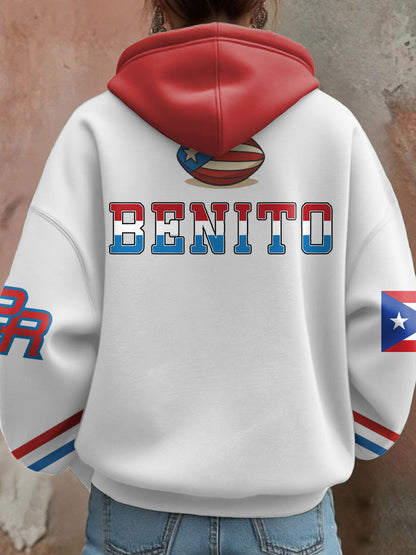 Women's Bunny Football Music Lover Printed Hoodie