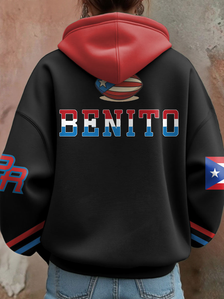 Women's Bunny Football Music Lover Printed Hoodie