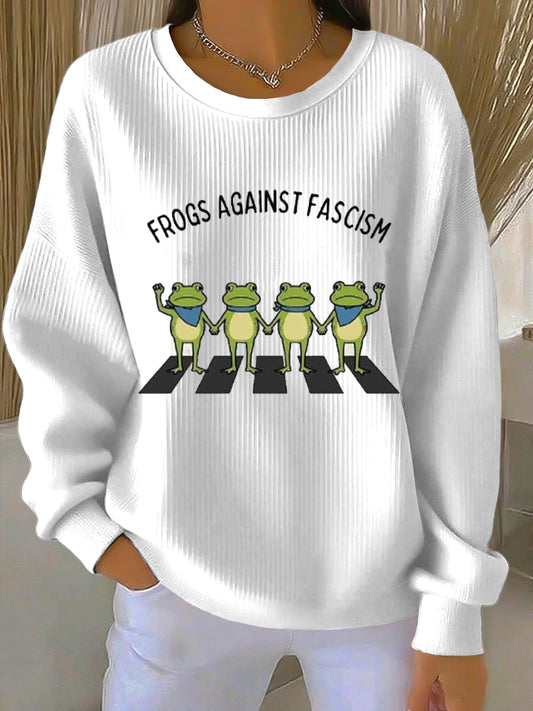 Abolish ICE Anti-Fascism Peaceful Protest Frog Crew Neck Sweatshirt