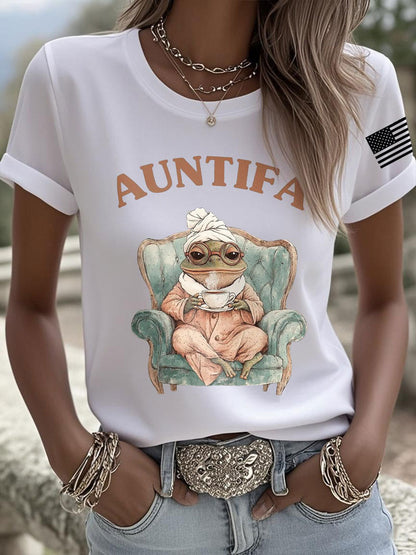 Women's Aunt Tifa Frog Print Casual T-shirt