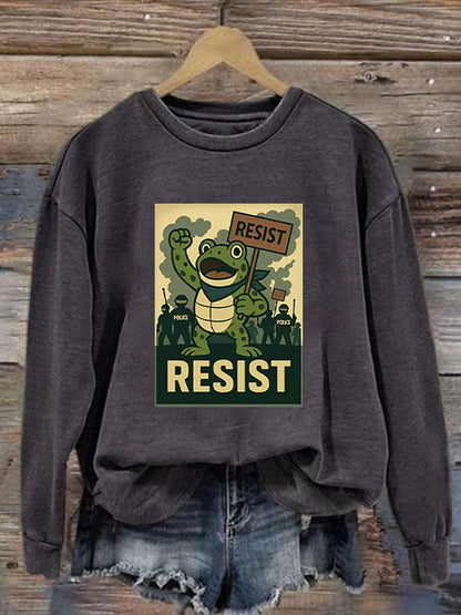 Women's Resist Frog Print Casual Sweatshirt