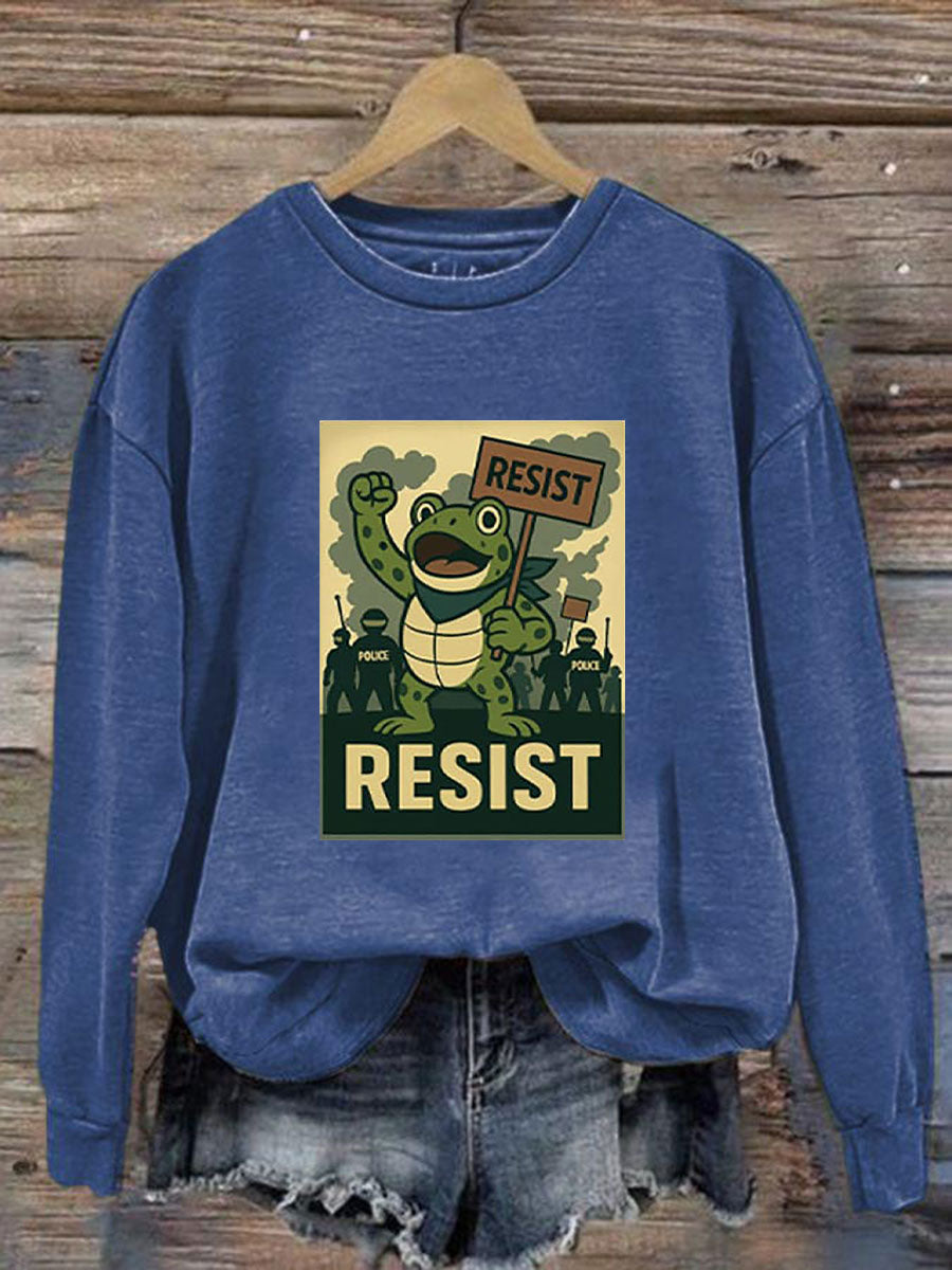 Women's Resist Frog Print Casual Sweatshirt