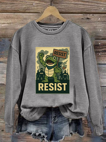 Women's Resist Frog Print Casual Sweatshirt