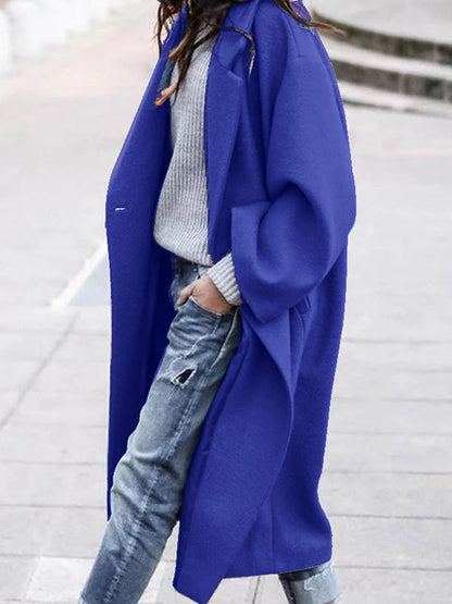 Women's Fashionable Casual Mid-Length Woolen Coat