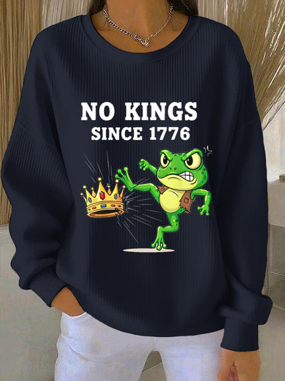 Women's Resist Portland Frog NO KINGS SINCE 1776 Ribbed Round-Neck Sweatshirt