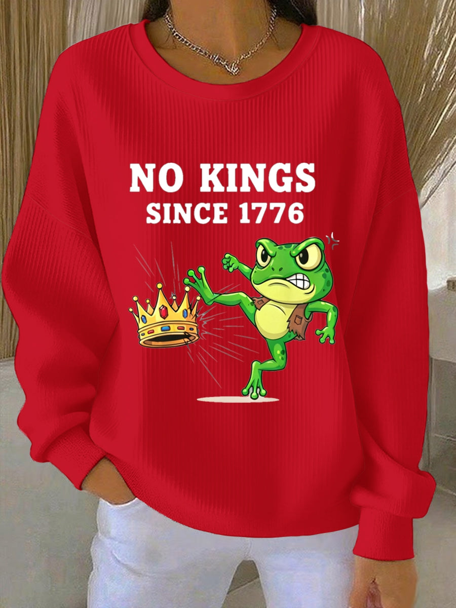 Women's Resist Portland Frog NO KINGS SINCE 1776 Ribbed Round-Neck Sweatshirt