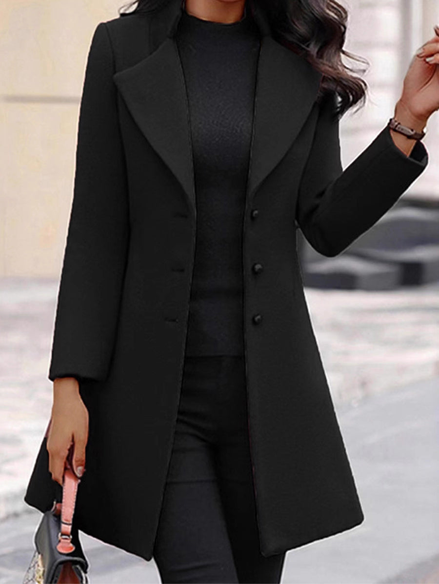 Women's Fashionable Elegant Mid-Length Woolen Coat
