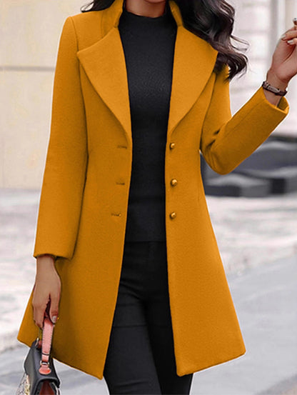 Women's Fashionable Elegant Mid-Length Woolen Coat