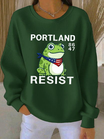 Women's Resist Portland Frog Ribbed Round-Neck Sweatshirt