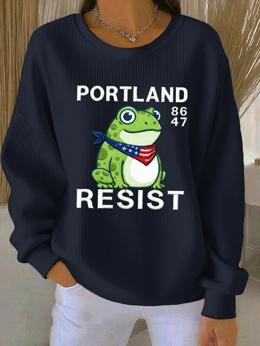 Women's Resist Portland Frog Ribbed Round-Neck Sweatshirt