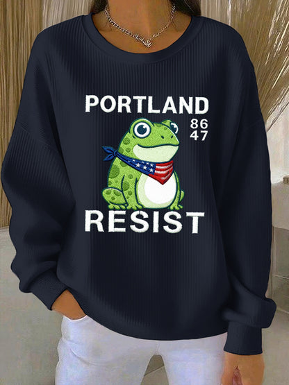 Women's Resist Portland Frog Ribbed Round-Neck Sweatshirt