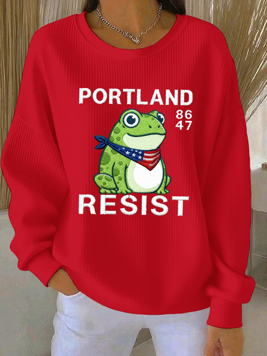 Women's Resist Portland Frog Ribbed Round-Neck Sweatshirt