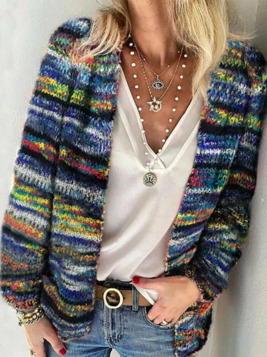 Women's Casual Knitted Stripes Cardigan