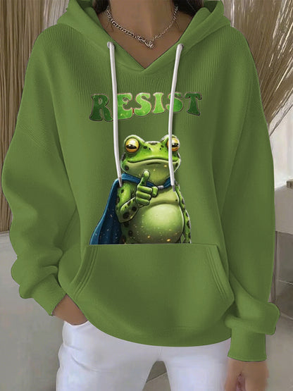Women's Resist Frog Print Casual Hoodie