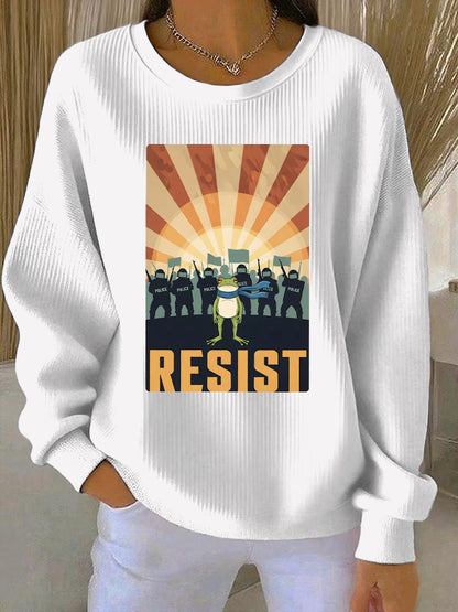 Women's Resist Frog Print Casual Sweatshirt