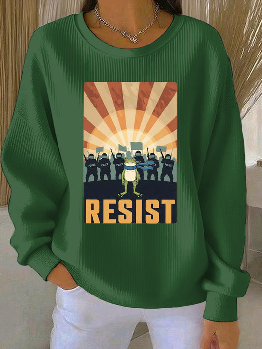 Women's Resist Frog Print Casual Sweatshirt