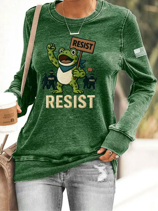 Women's Resist Frog Print Sweatshirt
