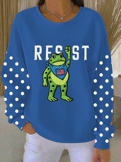 Women's Portland Frog Resist Ribbed Round-Neck Sweatshirt