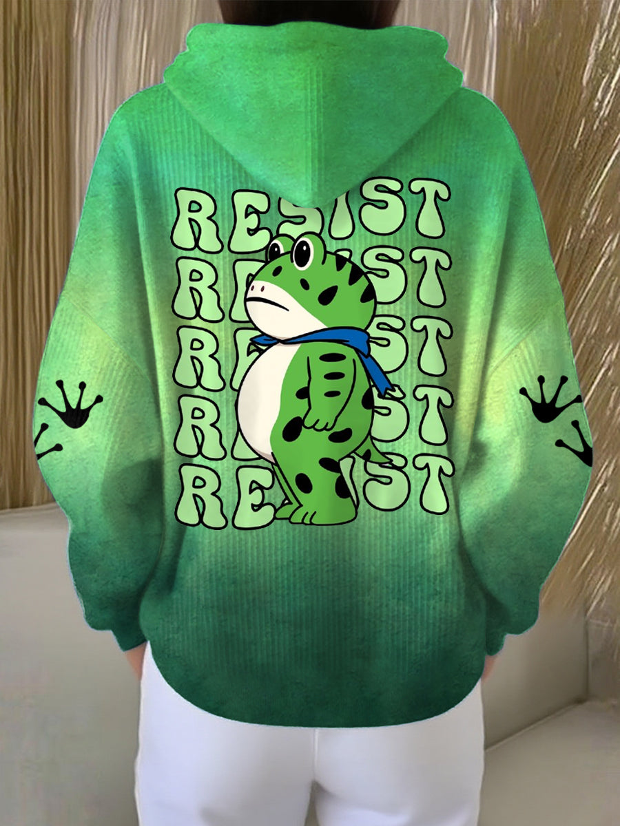 Women's Resist Portland Frog Print Hoodie