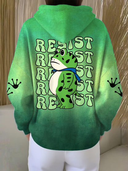 Women's Resist Portland Frog Print Hoodie