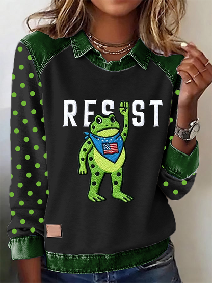 Women's Portland Frog Resist Printed Long Sleeve Shirt