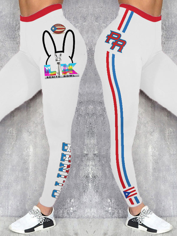 Women's Bunny Football Music Lover Printed Leggings