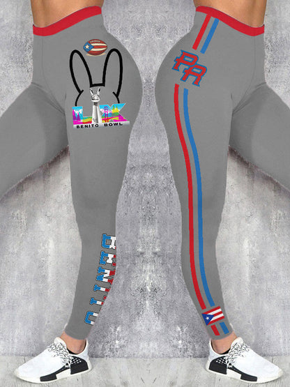 Women's Bunny Football Music Lover Printed Leggings