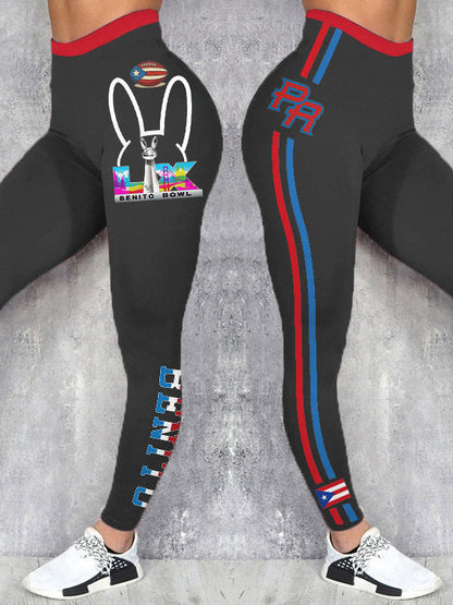 Women's Bunny Football Music Lover Printed Leggings