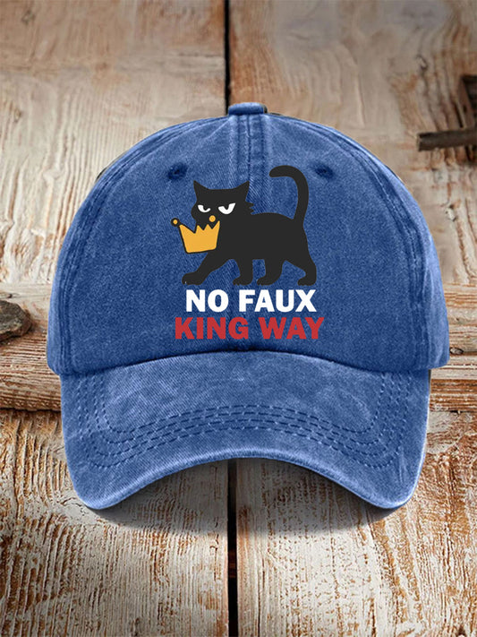 Unisex no faux king way Black Cat Print Hat